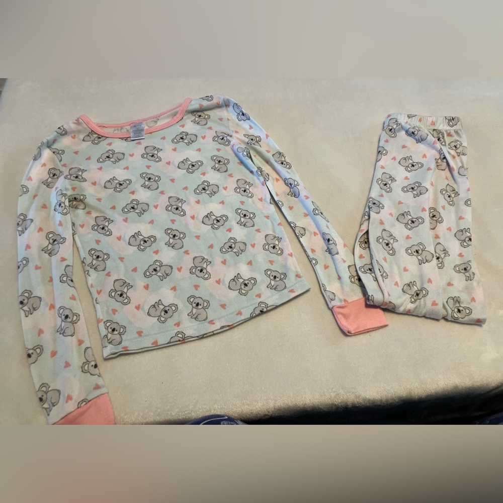 Koala Print Kids Pajamas - Pink and Gray